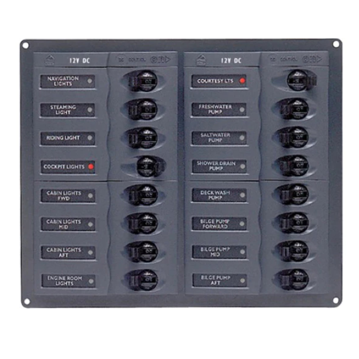 BEP 12V DC Circuit Breaker Panel 16-Way Square (No Meters) - PROTEUS MARINE STORE