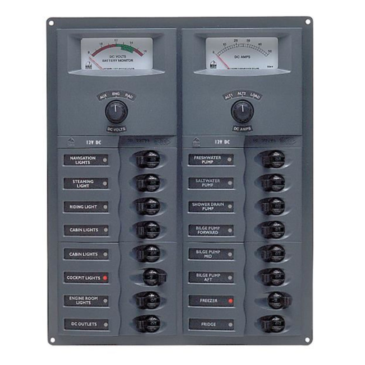 BEP 12V DC Circuit Breaker Panel 16-Way Vertical Digital Meter - PROTEUS MARINE STORE