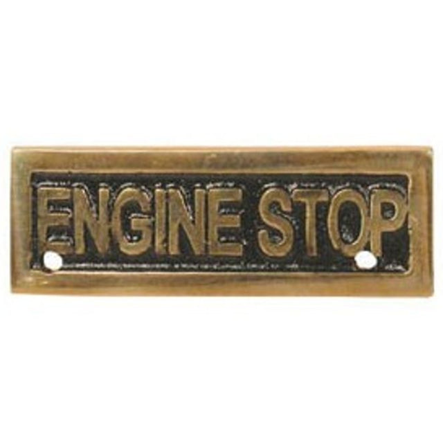AG Engine Stop Name Plate Brass - PROTEUS MARINE STORE