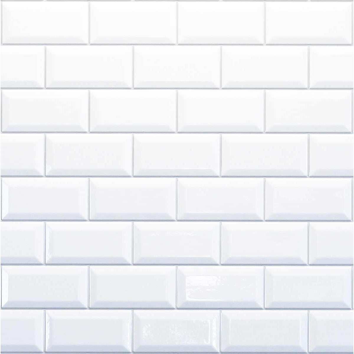 Reco Bevelled White Tile Wall Panel PVC 1220(W) x 2440mm(H) Grey Grout