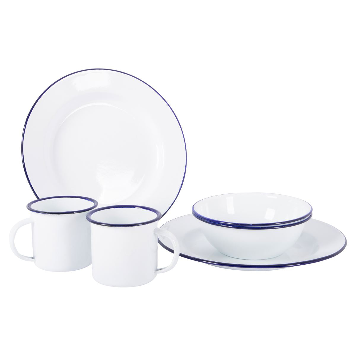 Bo-Camp Tableware Enamel 6 Pieces White/Blue