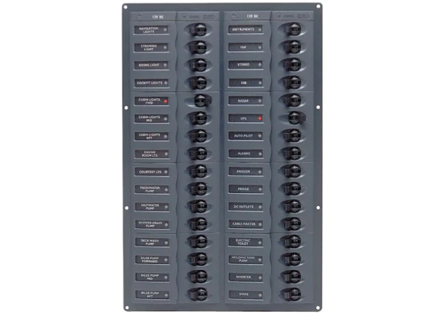 BEP 12V DC Circuit Breaker Panel 32-Way Vertical (No Meters) - PROTEUS MARINE STORE