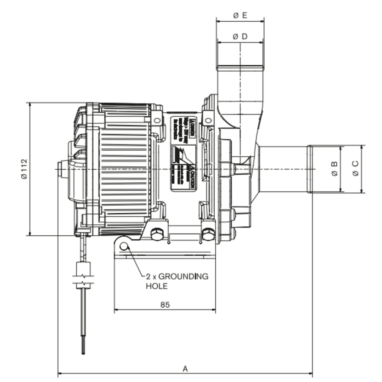 Johnson CM95HP 27.2V Magnetically Driven Circulation Water Pump, 25mm Hose, 75LPM