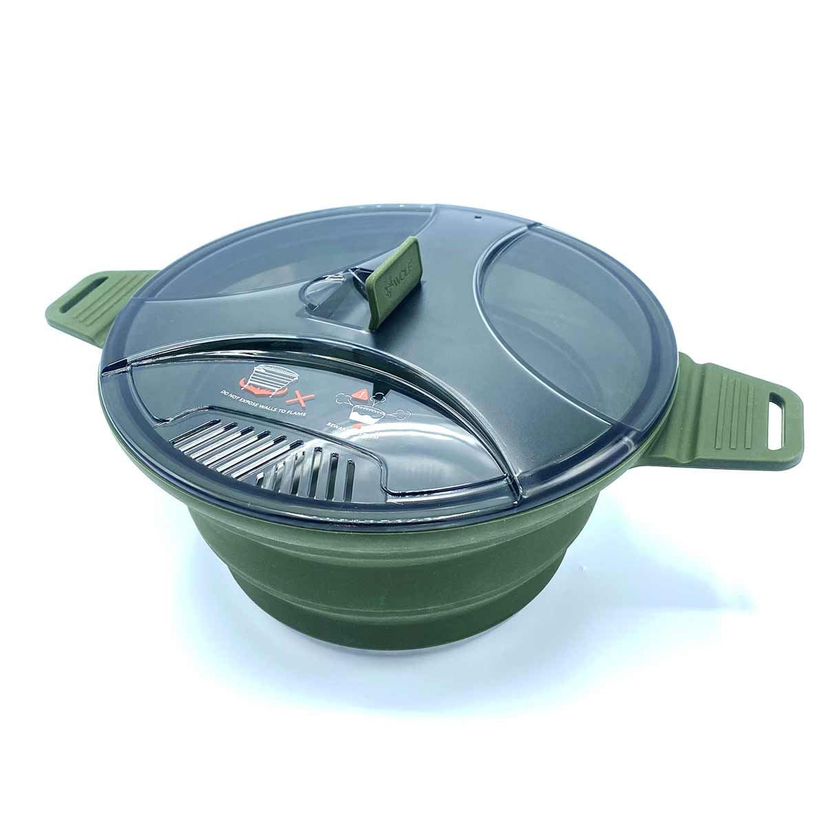 Wolf Outdoors EzyStow Collapsible Cooking Pot 2.5L Olive Green