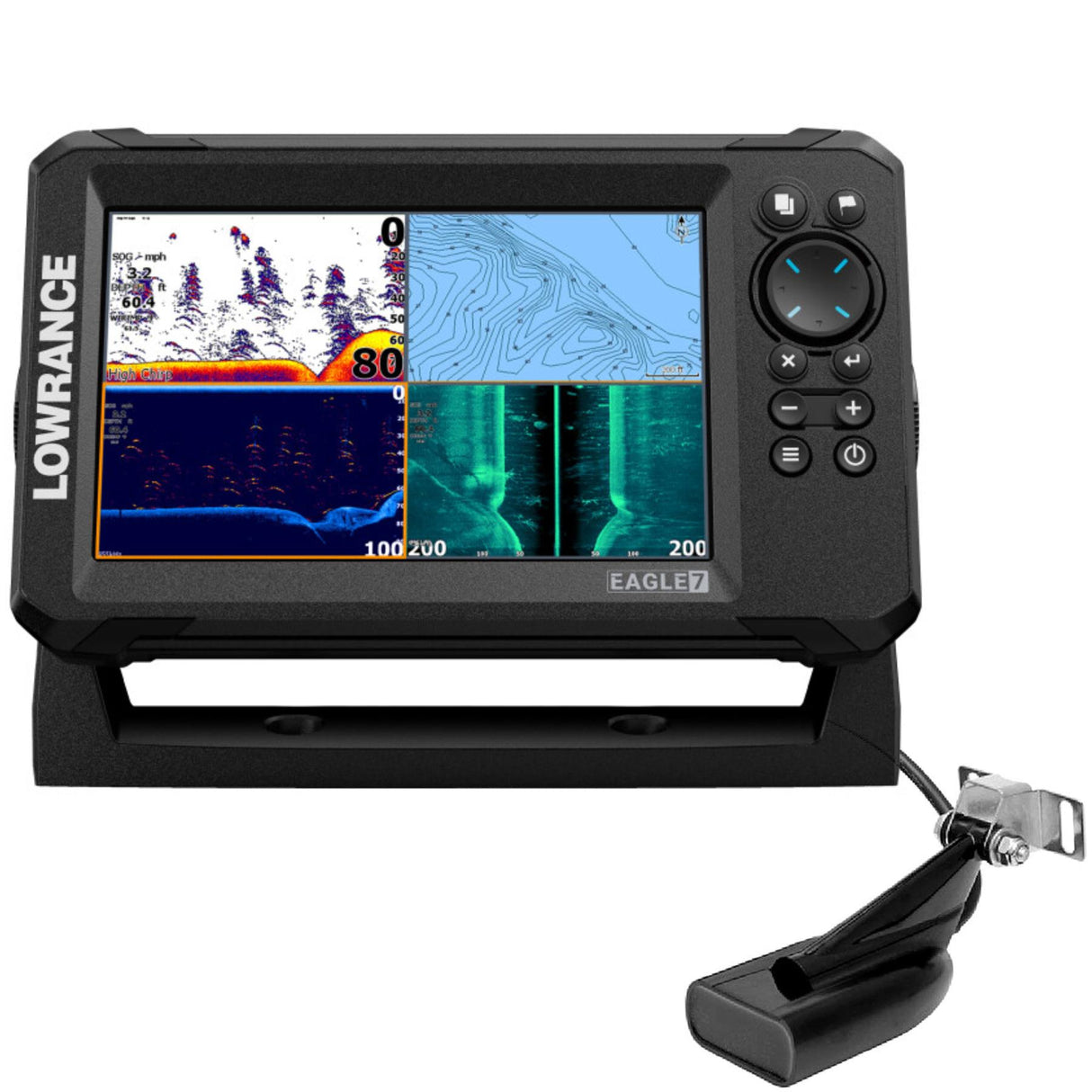 Lowrance Eagle 7 Fishfinder/ Chartplotter with 83/200 HDI Transducer - Worldwide Base map