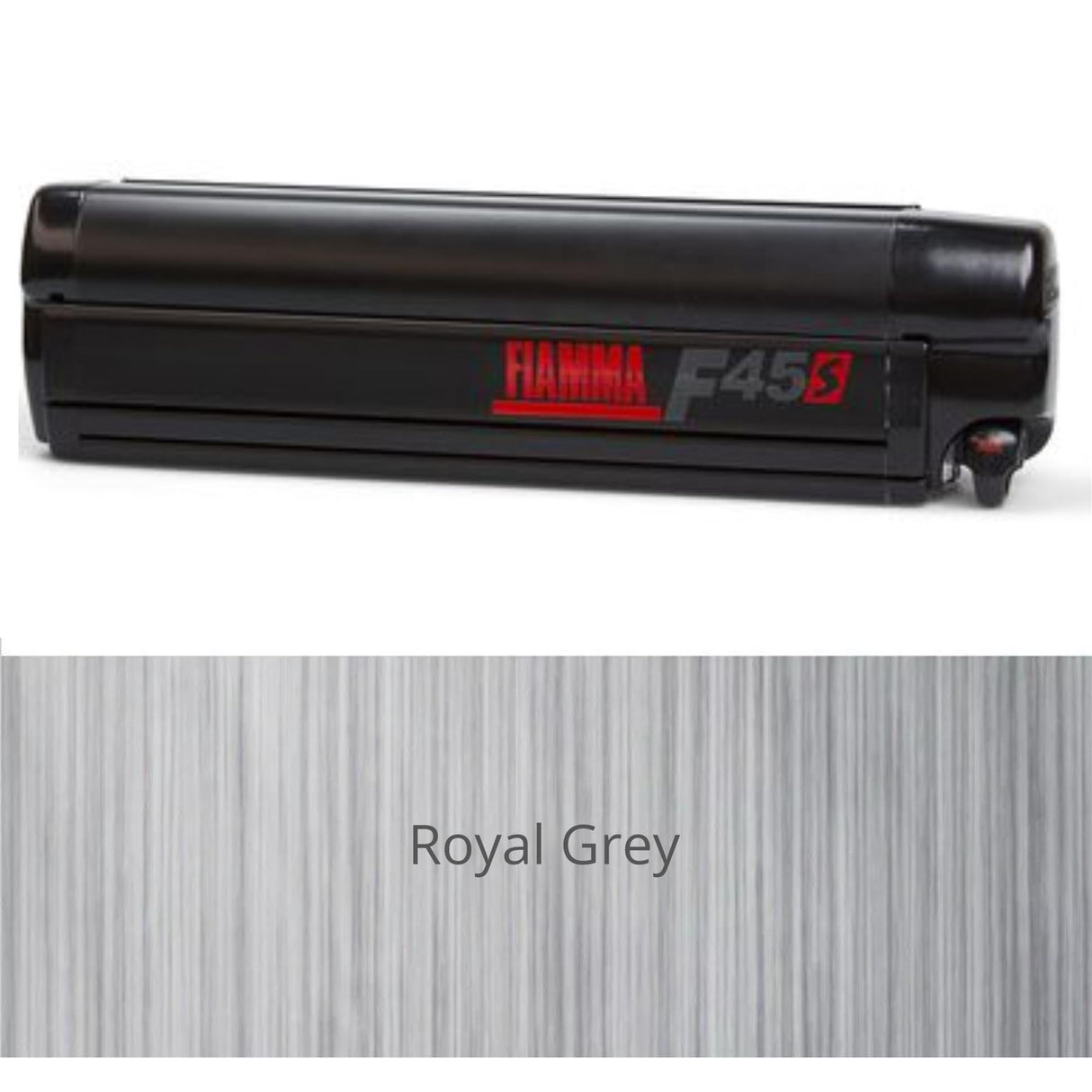 Fiamma F45S 425cm Awning Roll Out Sun Deep Black Case, Royal Grey Fabric
