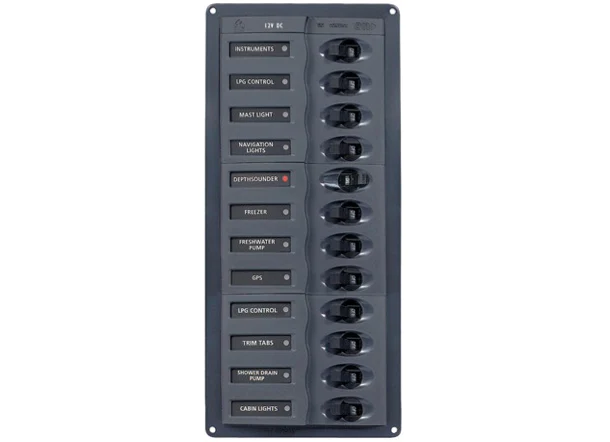 BEP 12V DC Circuit Breaker Panel 12-Way Vertical Digital Meter - PROTEUS MARINE STORE
