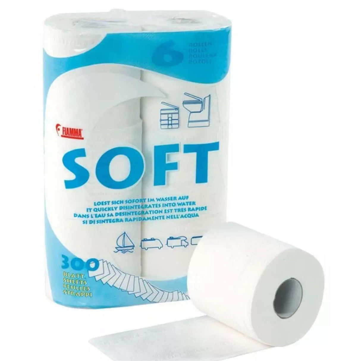Fiamma Soft Toilet Paper Roll 6 Pack Chemical Portable Toilet for Caravan Camper