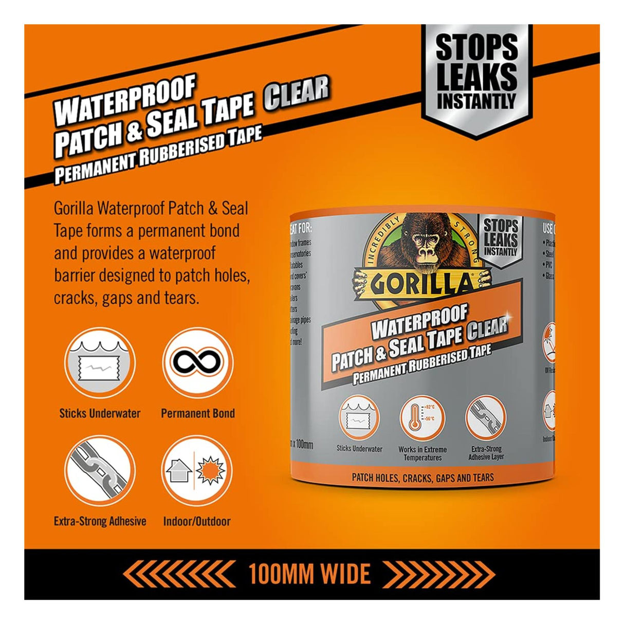 Gorilla Waterproof Patch & Seal Tape Clear - PROTEUS MARINE STORE