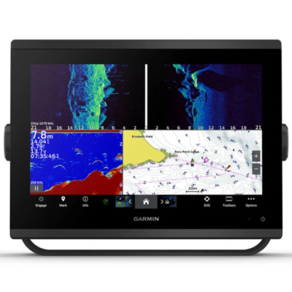 Garmin GPSMAP 1223xsv 12" Marine Chartplotter, Side-ClearVu & CHIRP Sonar Capabilities
