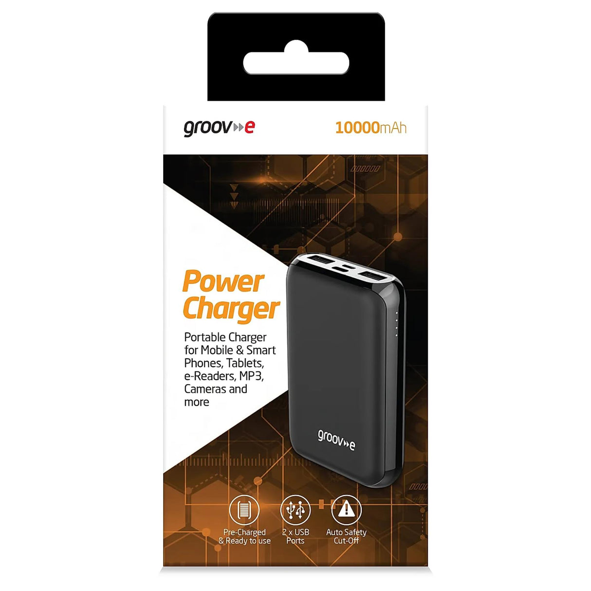 Groov-e GVCH10000BK Portable Power Charger 10000mAh Powerbank - Black