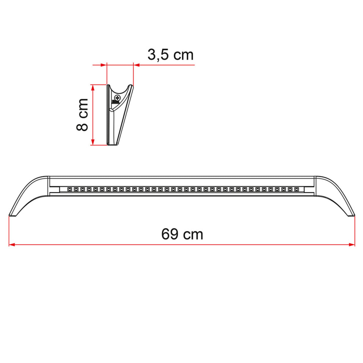 Fiamma Classic LED Awning Door Light Gutter Cold White 12V for Caravan Motorhome