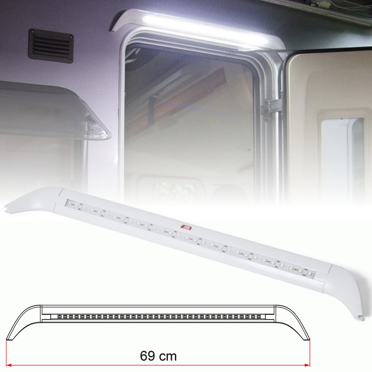 Fiamma Classic LED Awning Door Light Gutter Cold White 12V for Caravan Motorhome