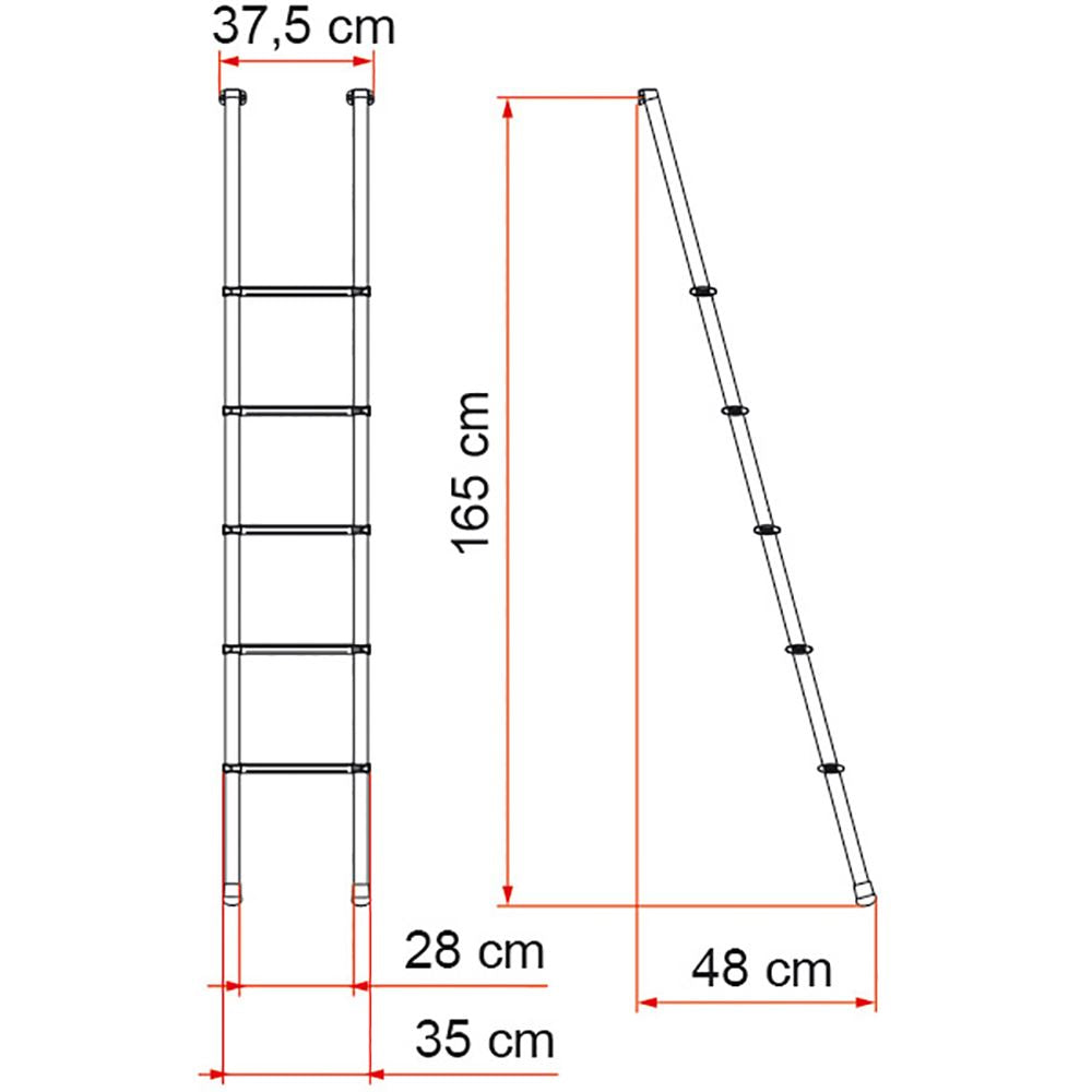 Fiamma Deluxe 5B Bunk Ladder Aluminium 165cm High x 28cm Wide 02426-13-
