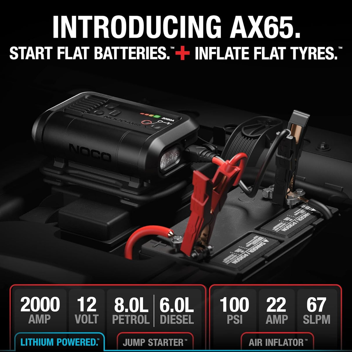 NOCO Boost Air AX65: 2000A Jump Starter with Air Compressor Tyre Inflator
