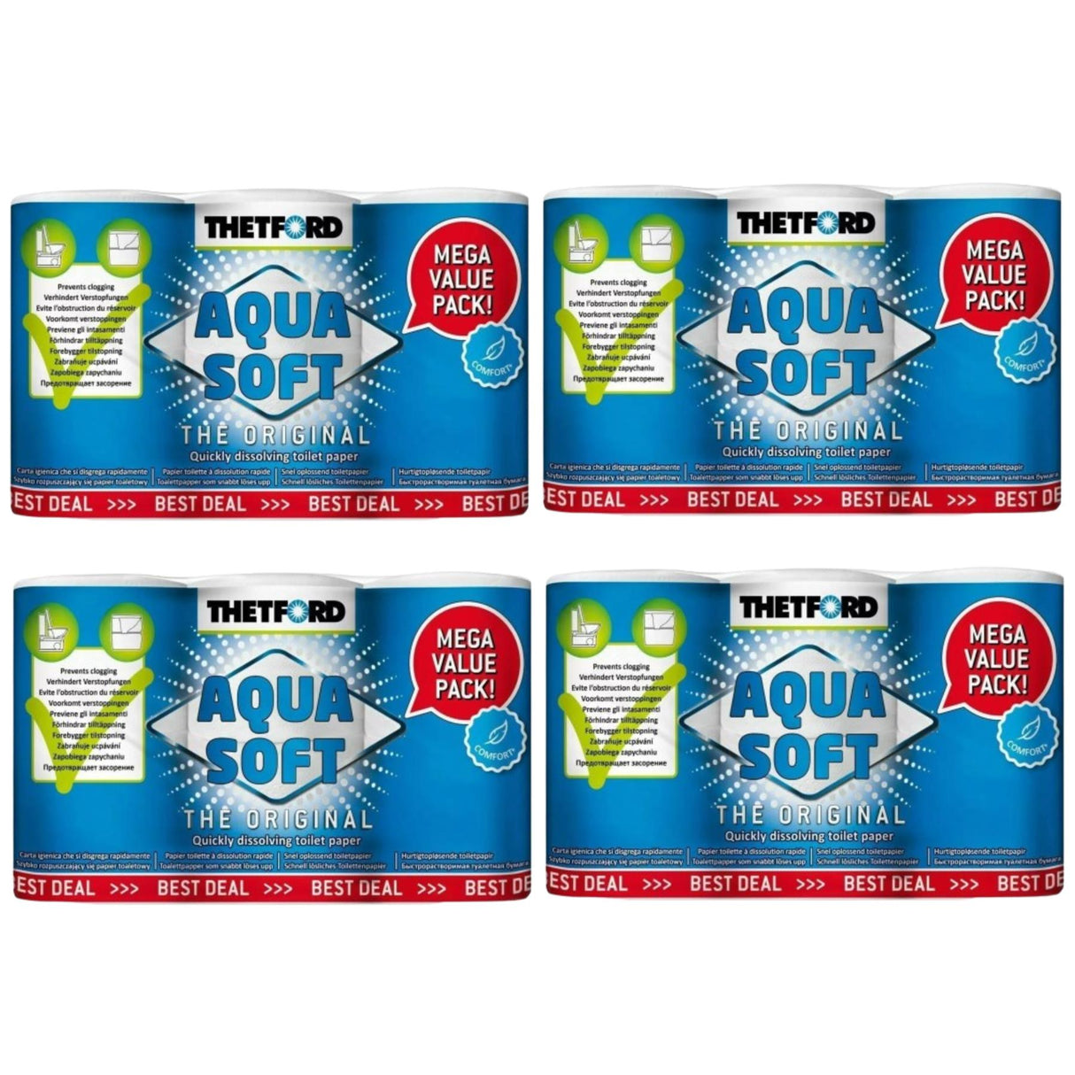 Thetford Aqua Soft Toilet Paper Rolls 24 Pack For Caravan Boat Chemical Portable