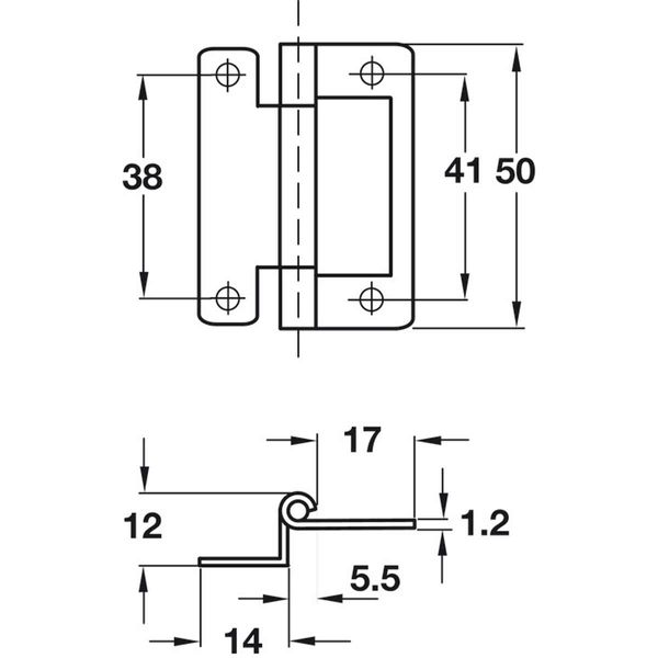 Hafele Flush Cranked Hinge in Zinc Plated Steel for 15-19mm Doors