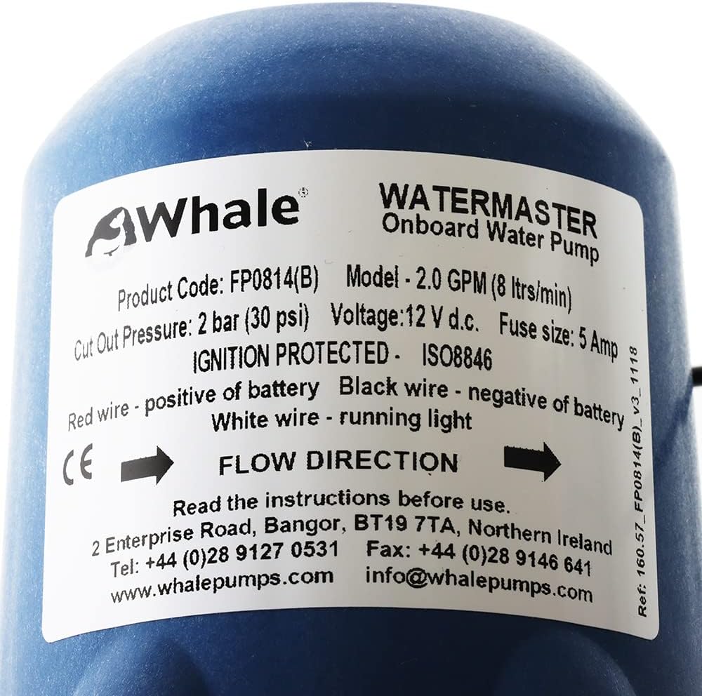 Whale Watermaster 8 Litre/min 12V Fresh Water Pump Caravan Motorhome FP0814B