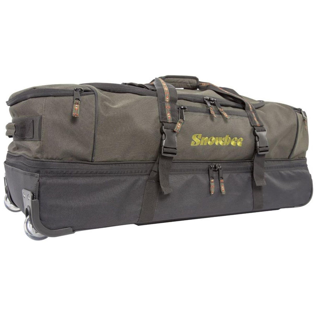 Snowbee XS Deluxe Travel Rolling Bag with PullOut Handle, For Fishing, Green/Black