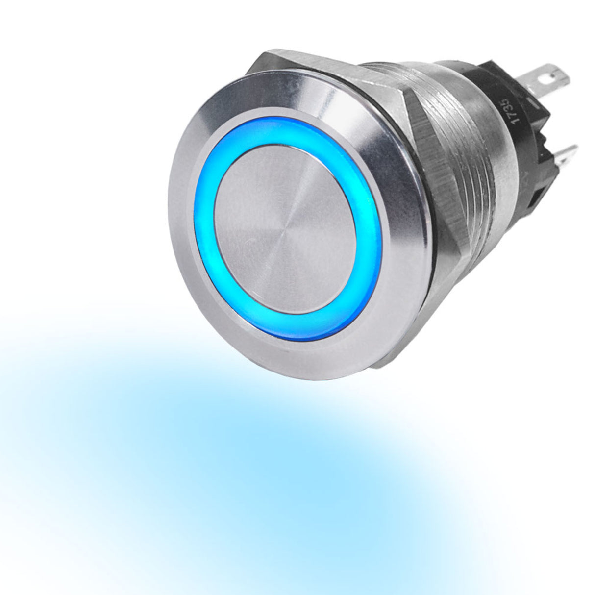 Blue Sea LED Push Button Switch SS 10A Off-(On) Blue - PROTEUS MARINE STORE