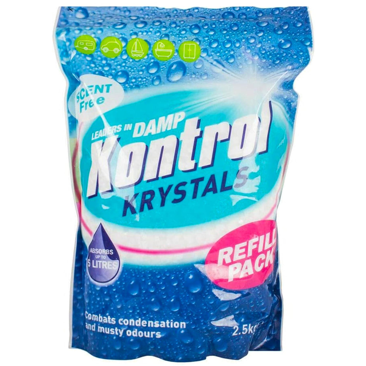 Kontrol Moisture Trap Damp Absorber Refill Krystals Pack - 2.5kg - Scent Free Crystals