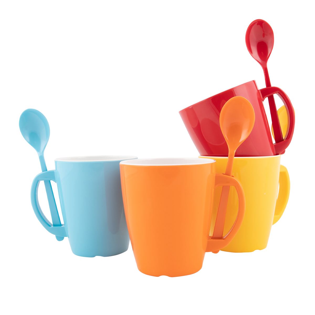 Gimex Colour Line Mug With Spoon Rainbow 390ml 4 Pieces