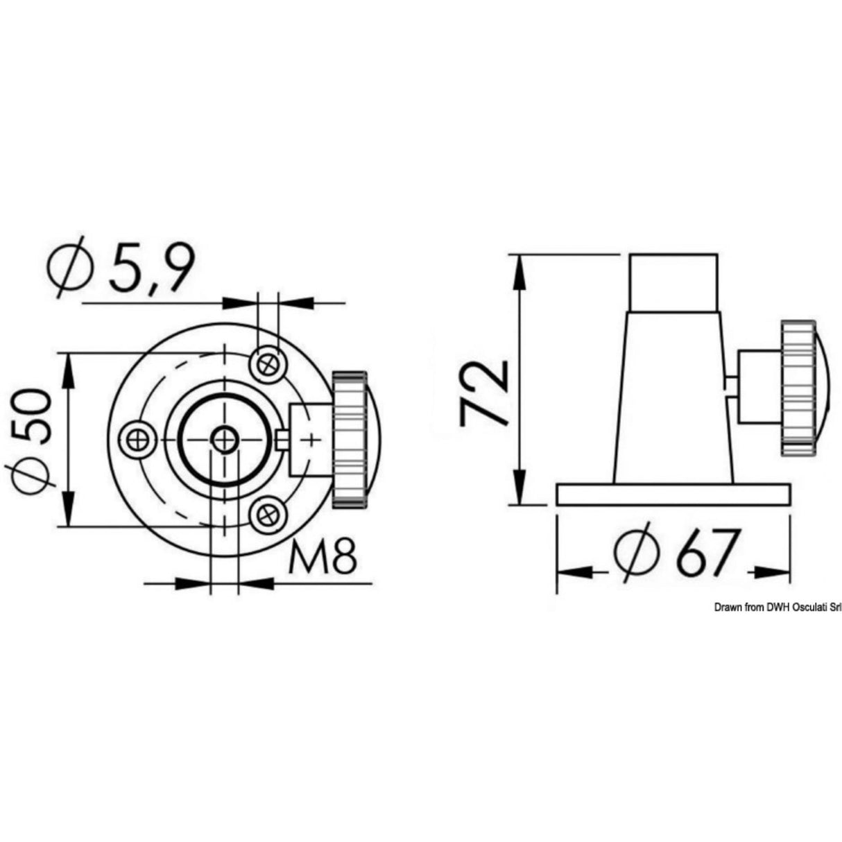 Osculati Surface Mount Fixing Support for HD LED Lights