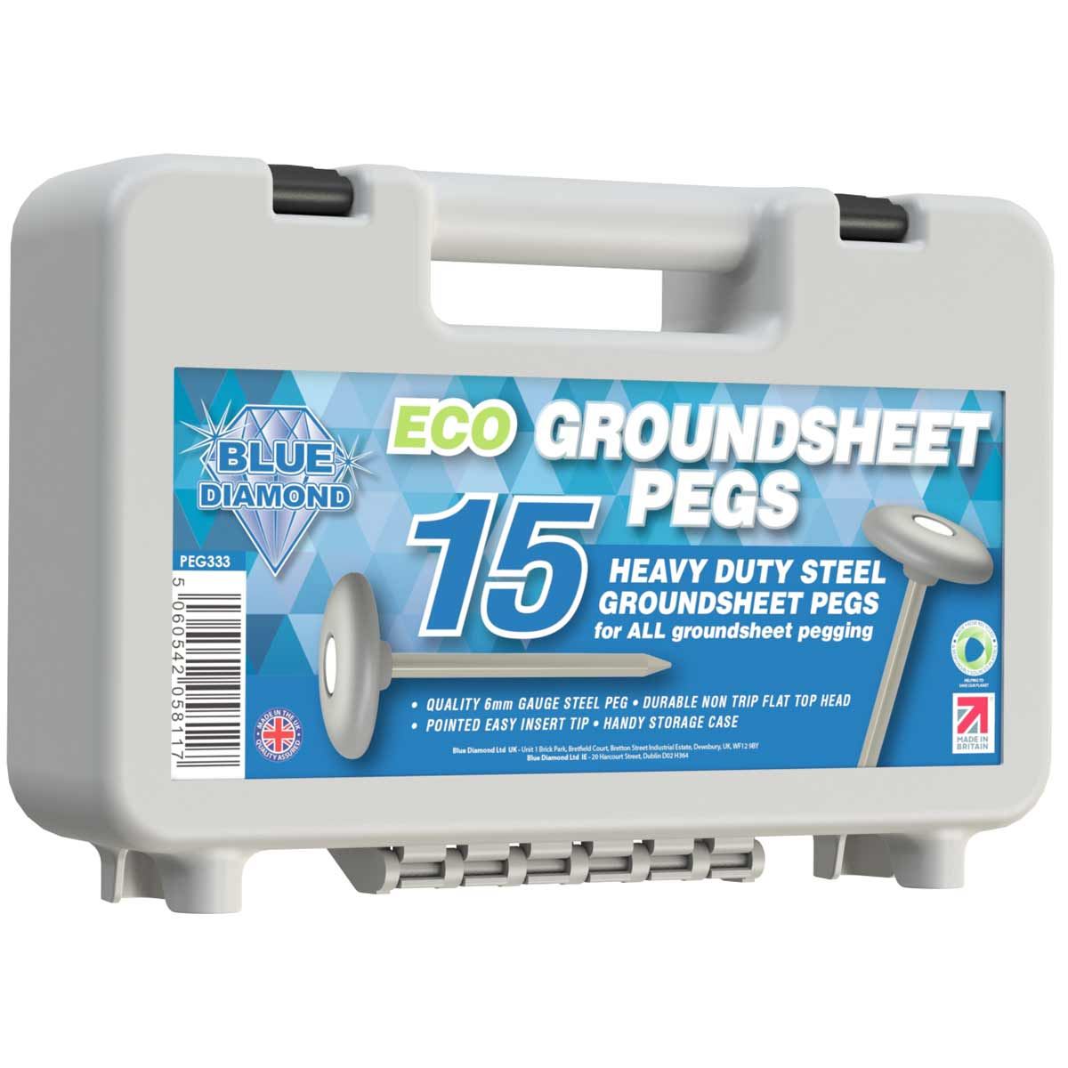 Blue Diamond Eco Groundsheet Pegs Heavy Duty for Securely Pegging - Case Of 15