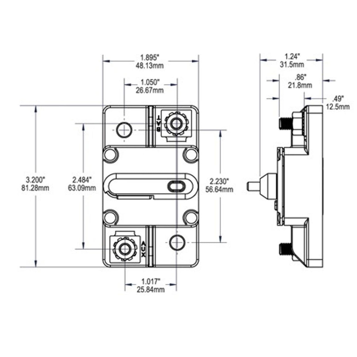 Blue Sea 285 Surface Mount Circuit Breaker 25A