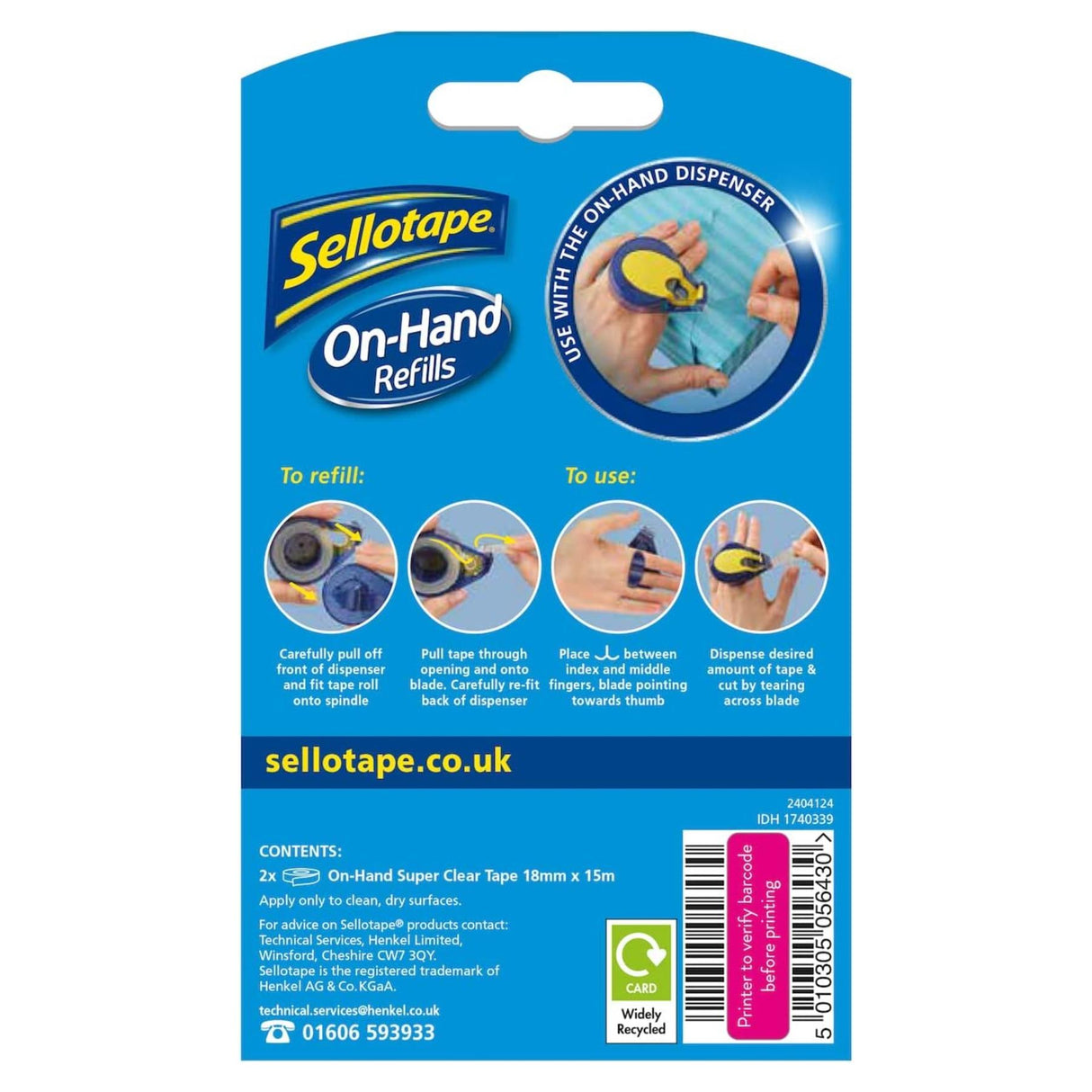 Sellotape On-Hand Refill 18mm x 15m - PROTEUS MARINE STORE