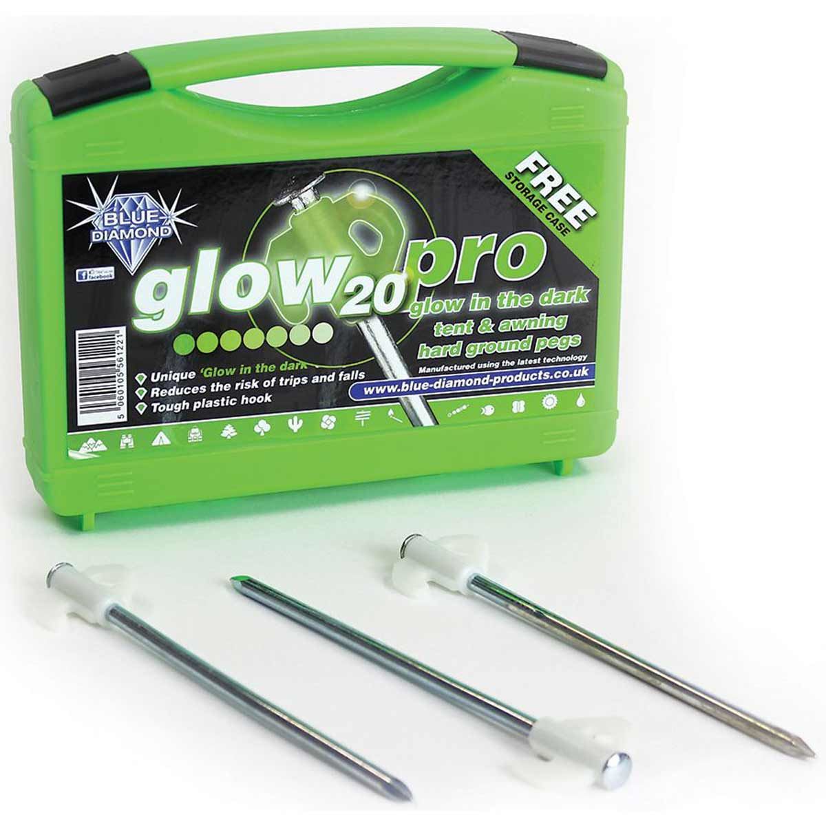Blue Diamond Glow Pro Stainless Steel Hard Ground Tent Pegs - Case Of 20