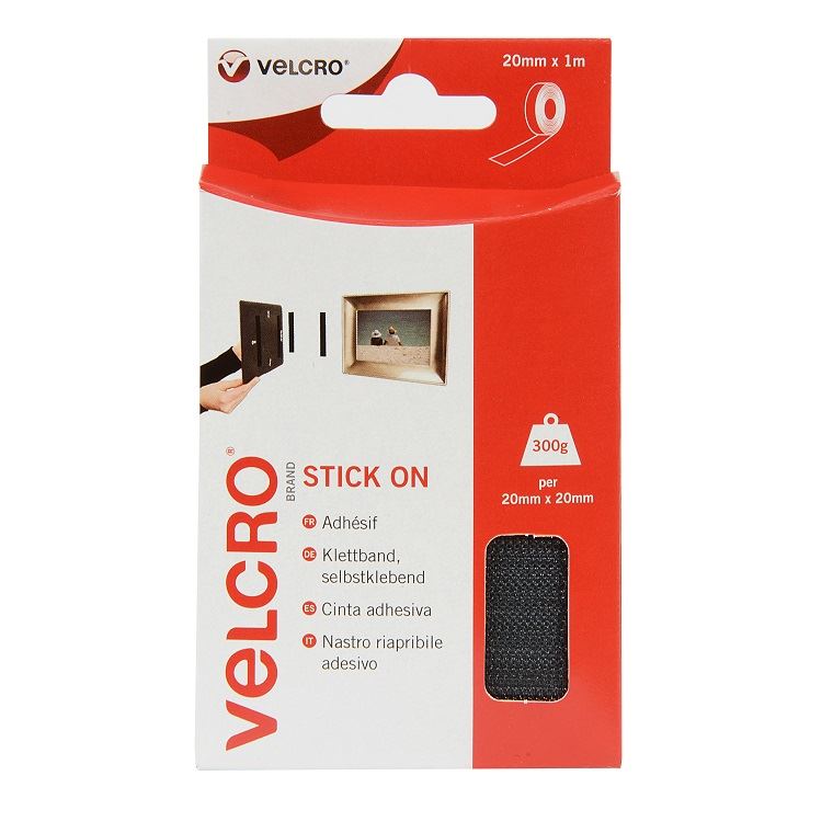 Velcro Stick On Black 20mm x 100cm - PROTEUS MARINE STORE
