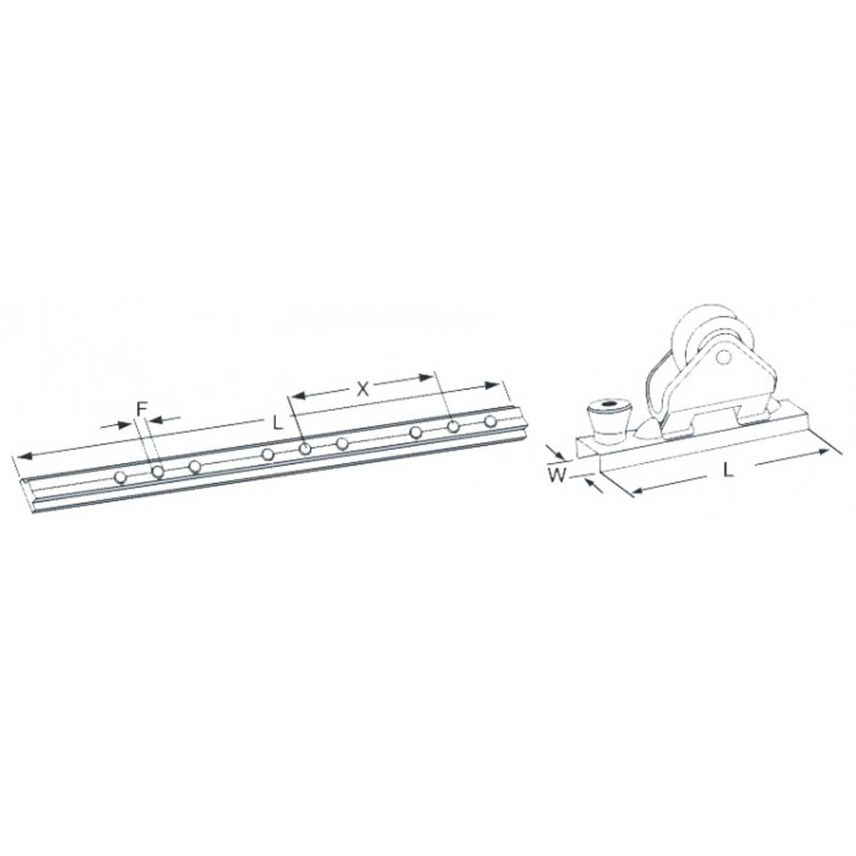 RWO Stainless Steel Track (16mm Internal Width, 330mm Long)