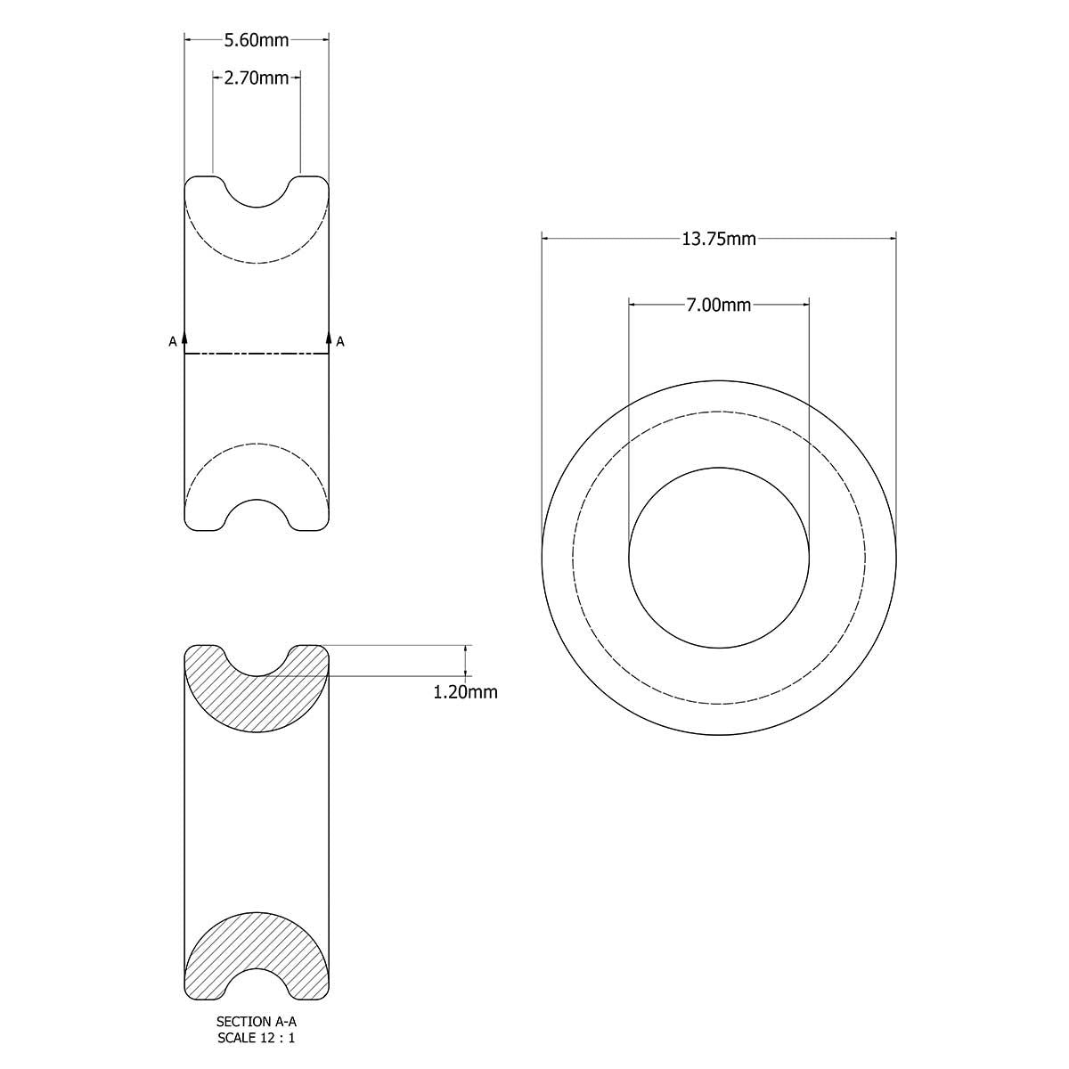 RWO Low Friction High Load Ring 7mm Bore for 3mm Line