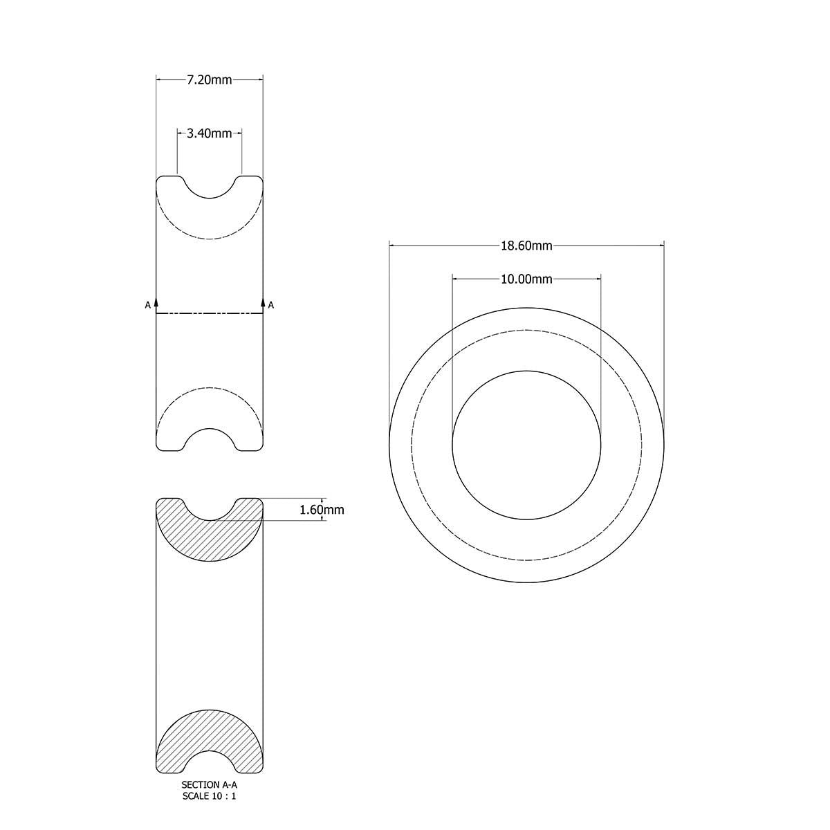 RWO Low Friction High Load Ring 10mm Bore for 4mm Line