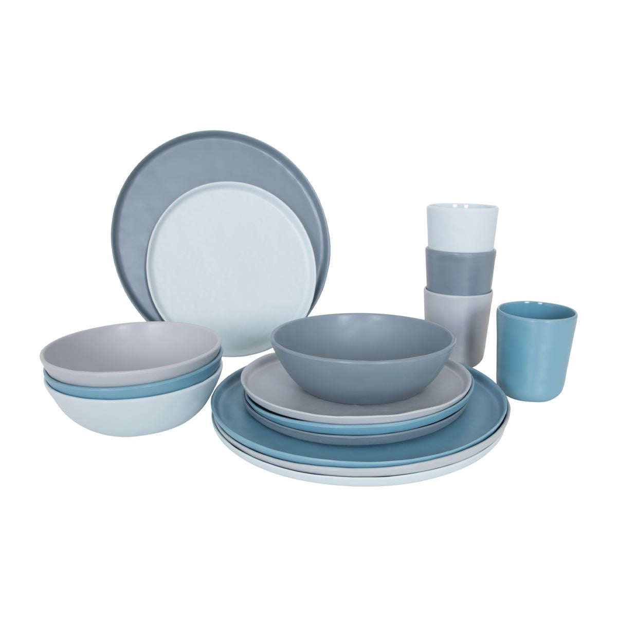 Bo-Camp Tableware Molvadite 16 Pieces Blue/Grey
