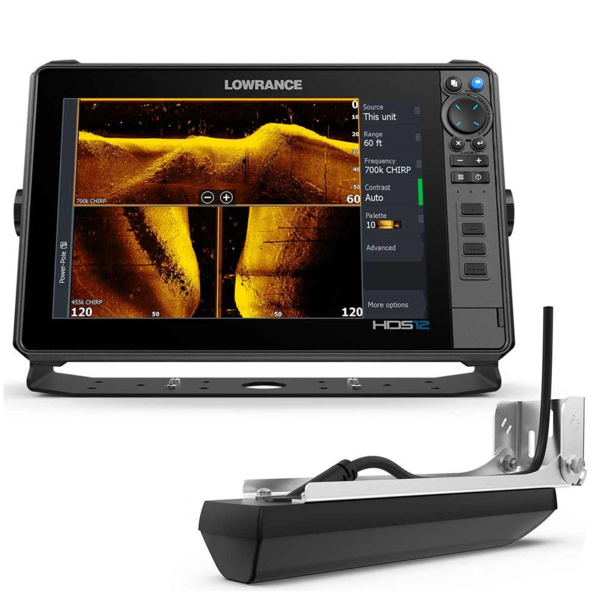 Lowrance HDS 12 Pro Fishfinder Chartplotter with Active Imaging HD 3-in-1 Transducer (ROW)