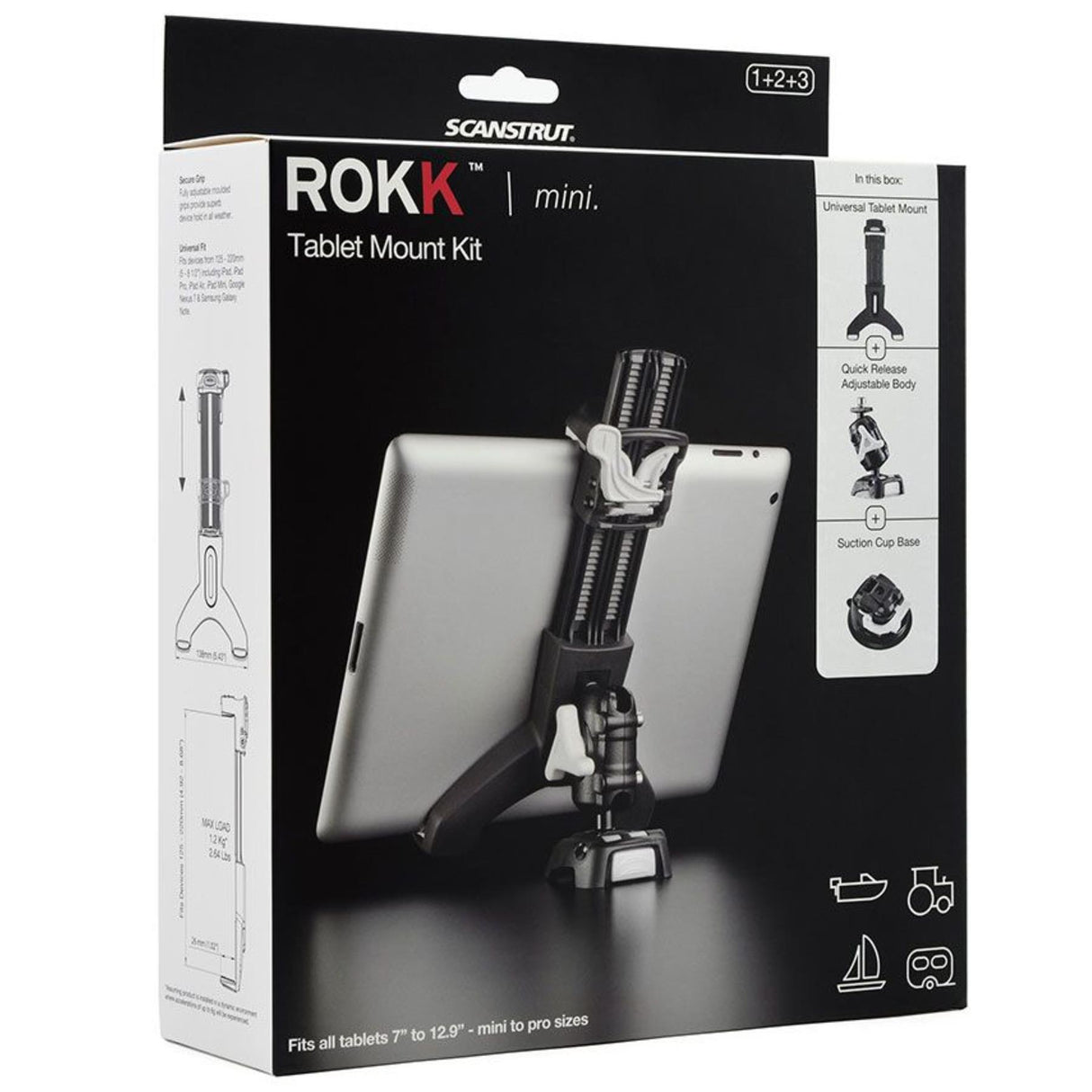 Scanstrut ROKK Mini Tablet Computer Mount Kit with Suction Cup Base - RLS-508-405