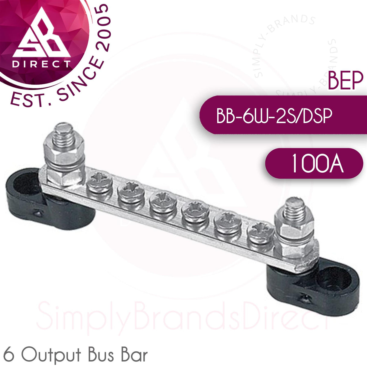 BEP Bus Bar Single 6 Output with Cover (100A)