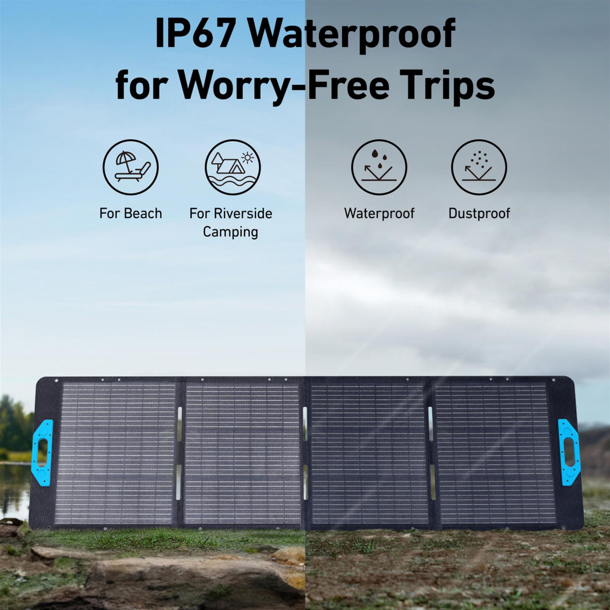 Anker SOLIX PS200 Portable Solar Panel, 200W, MC4 Connector, IP67 Waterproof, Foldable Design for Outdoor Power Stations