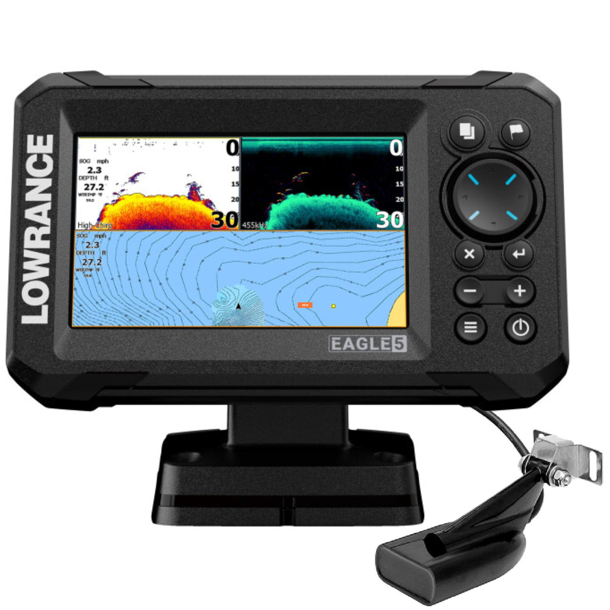 Lowrance Eagle 5 Fishfinder/ Chartplotter with 83/200 HDI Transducer - Pre-loaded Worldwide Basemap
