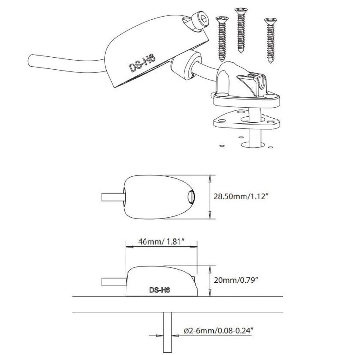 Scanstrut DS-H6-BLK Horizontal Cable Gland Deck Seal (2mm-6mm / Black)
