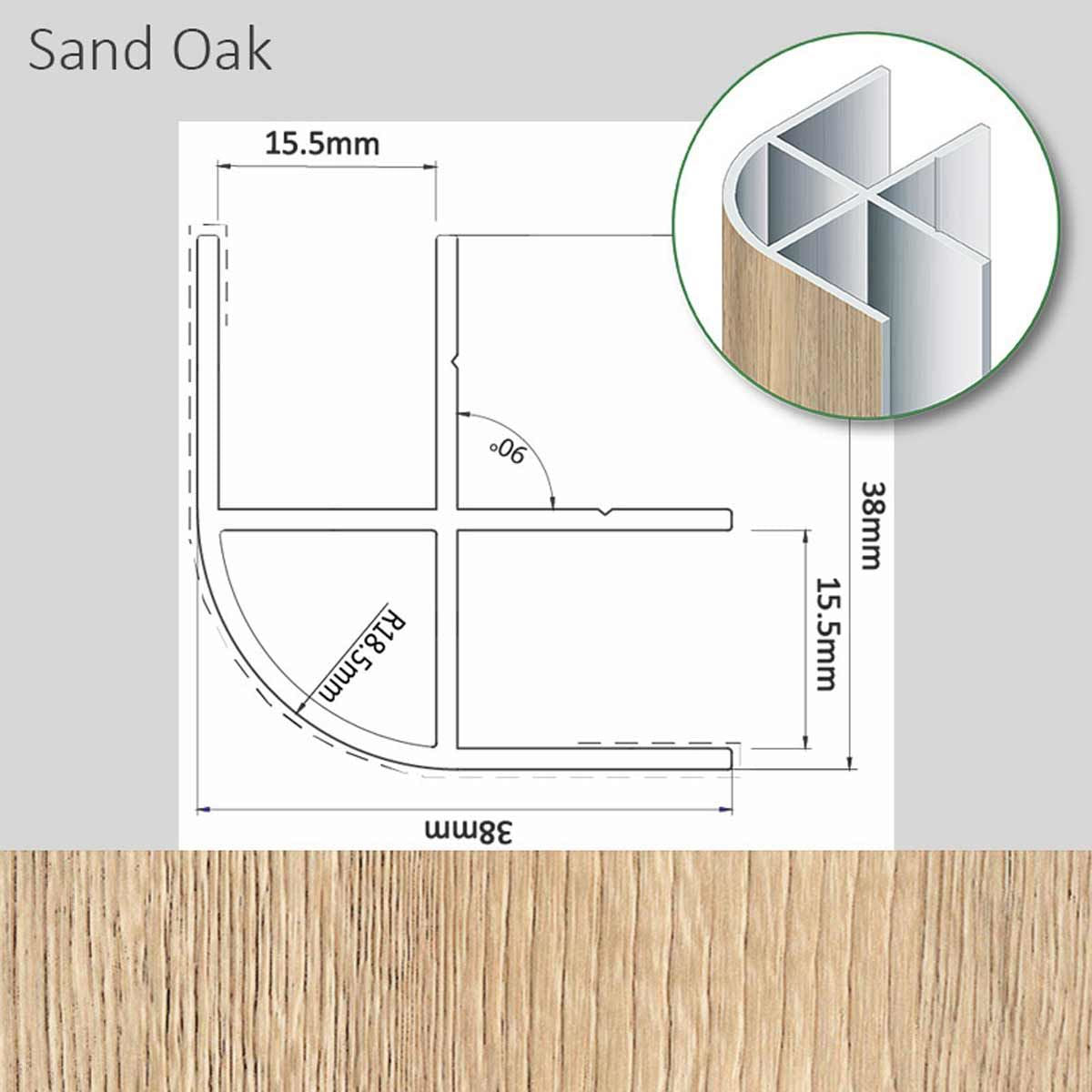 Corner Profile Sand Oak Finish 38 x 38 x 2200mm