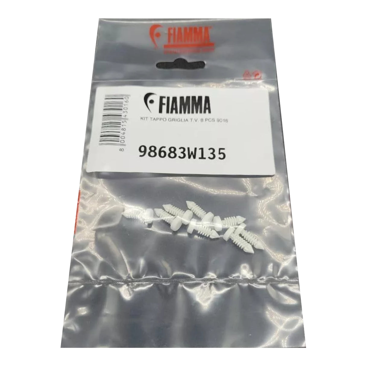 Fiamma Replacement Vent Pins for Turbo Vent - White, Pack of 8, 98683W135