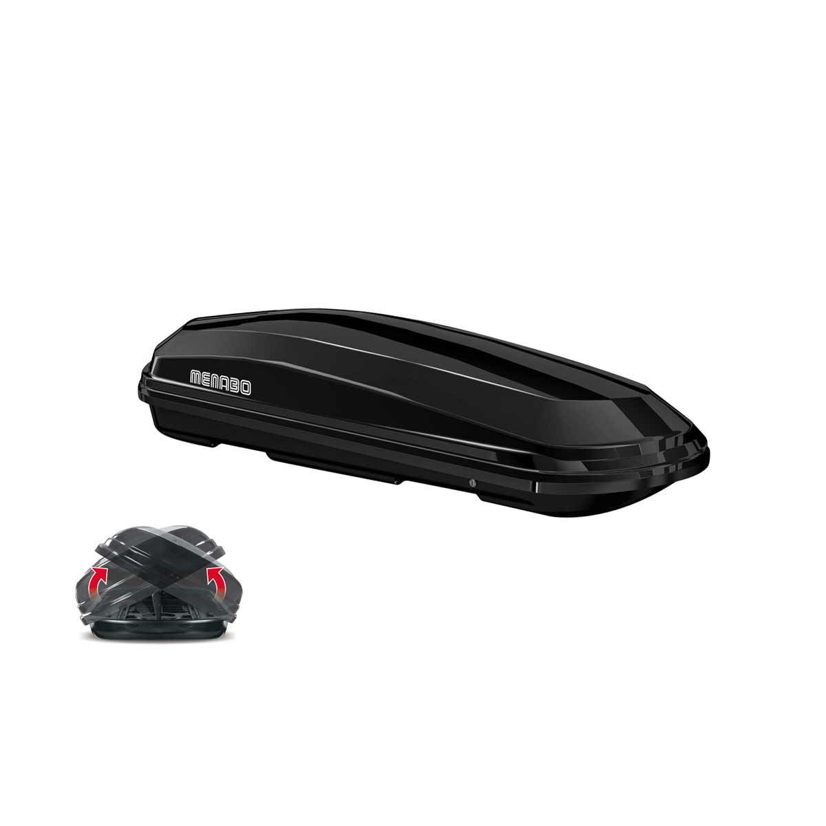 Menabo Diamond 450 Litre Black Roof Box with Duo Opening (75kg Max.)