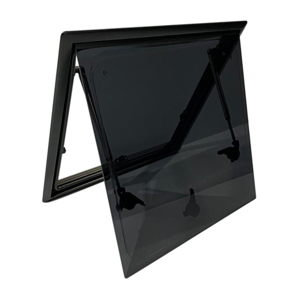 Campervan Hinged Window Black Alloy Frame 500 (W) x 350mm (H)