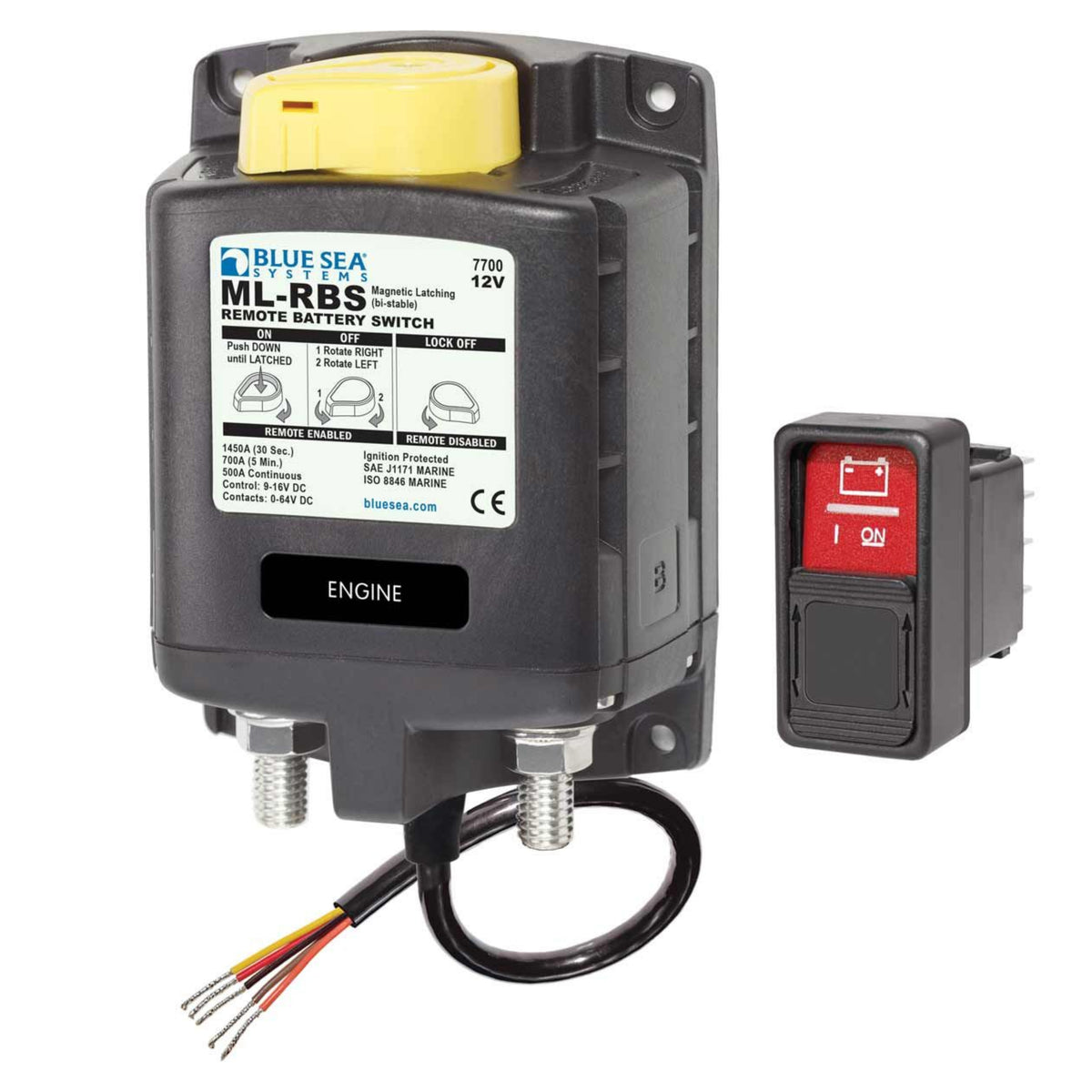 Blue Sea ML-RBS ML Solenoid Remote Battery Switch with Override 12V DC / 500A / 7700