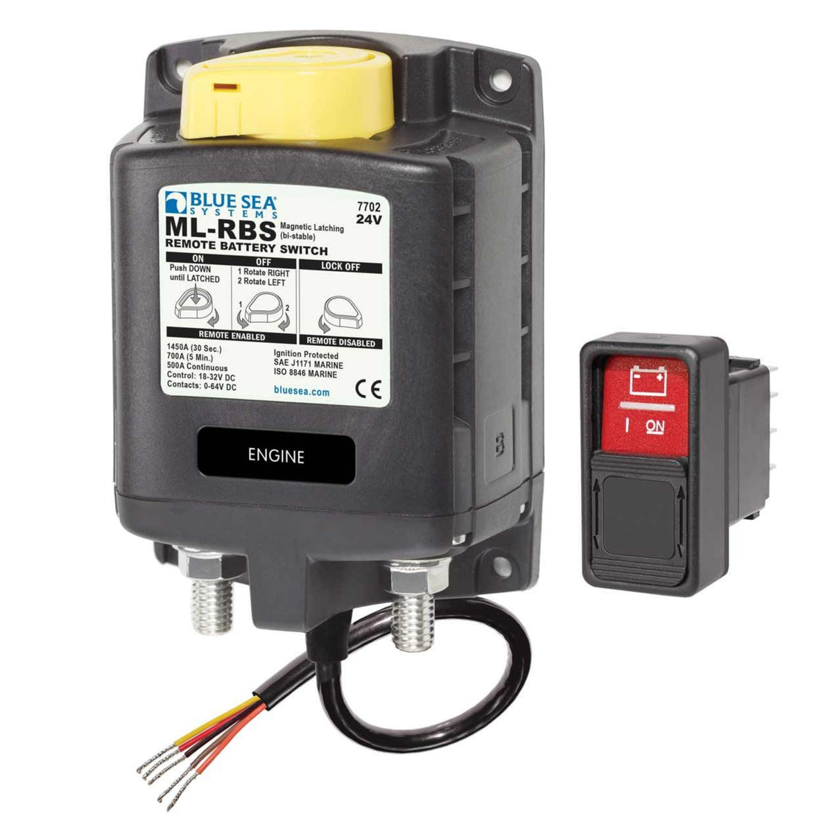 Blue Sea ML-RBS ML Solenoid Remote Battery Switch with Override 24V DC / 500A / 7702