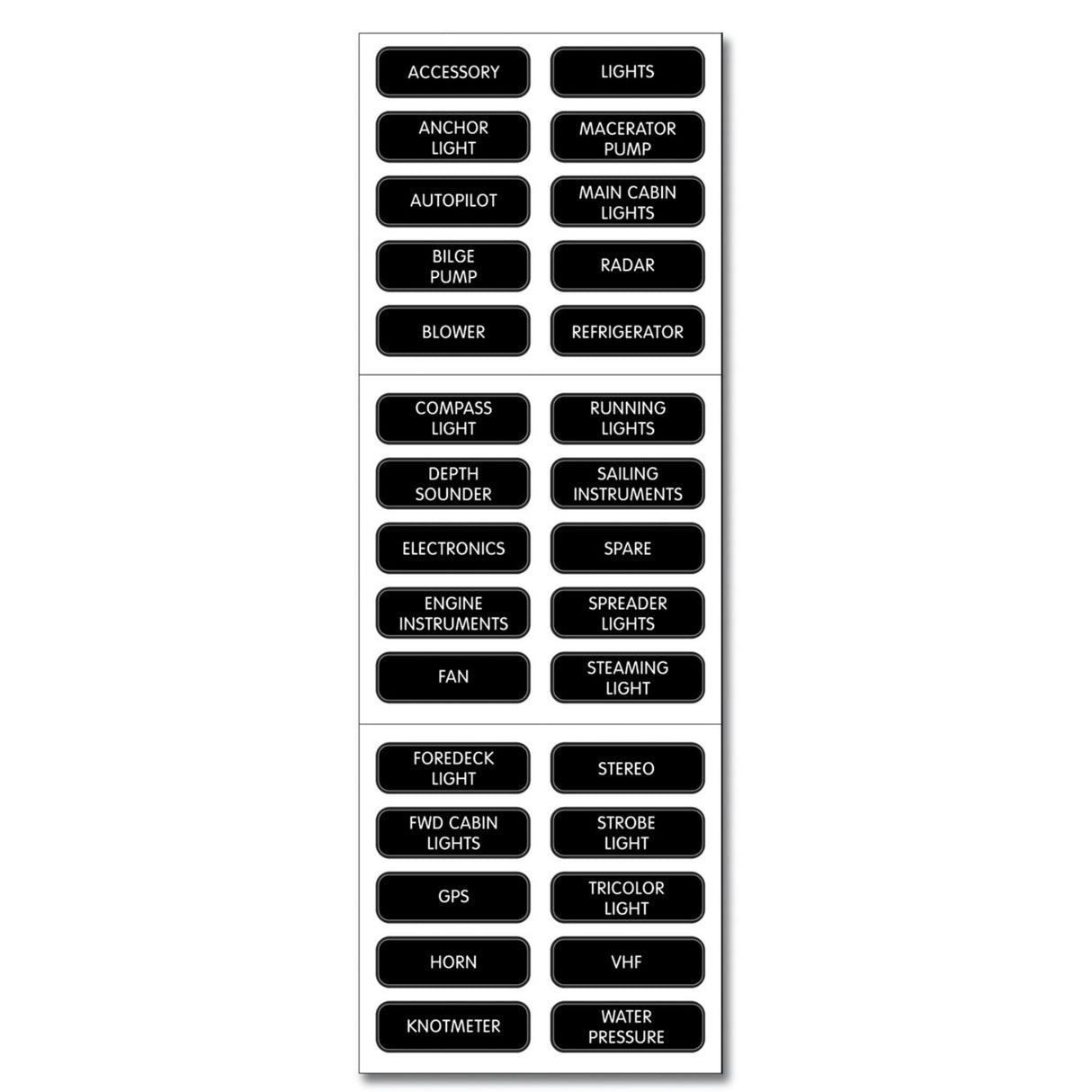 Blue Sea DC Panel Label Kit (30) Black - PROTEUS MARINE STORE