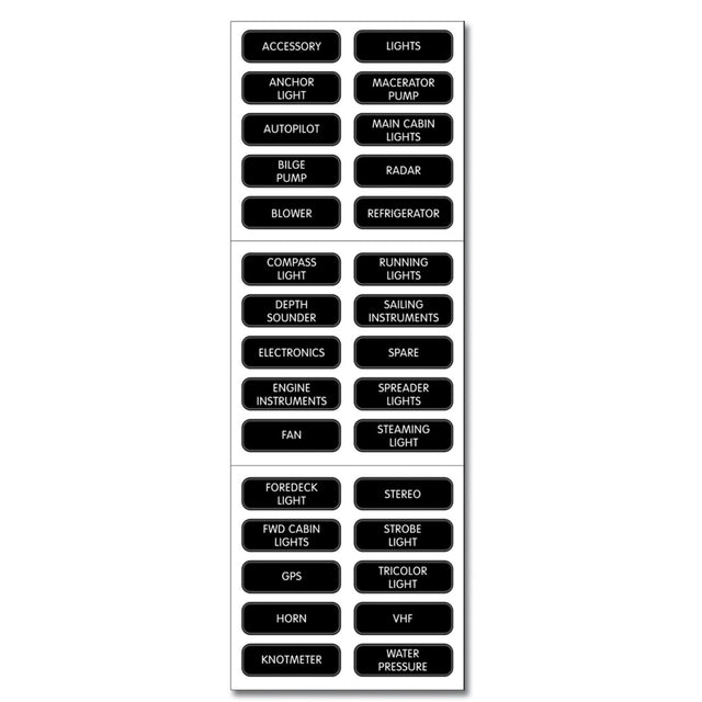 Blue Sea DC Panel Label Kit (30) Black - PROTEUS MARINE STORE